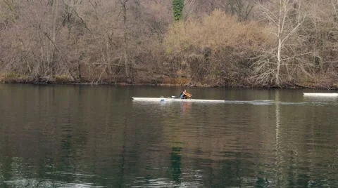 Training of canoeing on the river Stock Footage 58778139