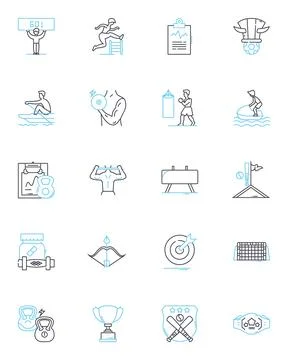 Training center linear icons set. Learning, Development, Education, Instruction Stock Illustration