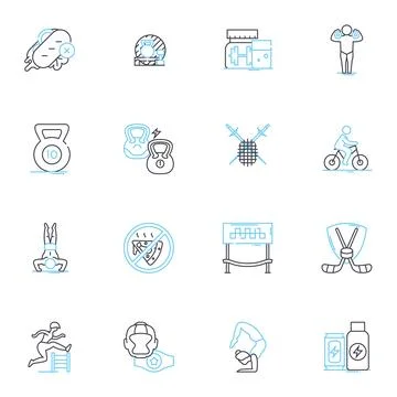 Training center linear icons set. Learning, Development, Education, Instruction Stock Illustration