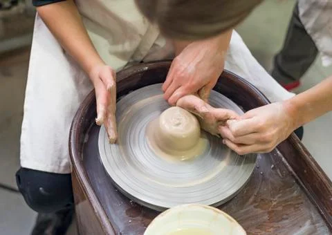Training in a clay workshop Stock Photos