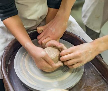 Training in a clay workshop Stock Photos