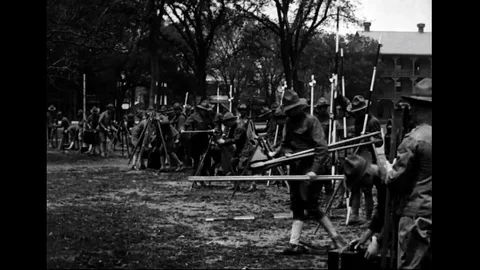 Training Of Coast Artillery Troops With Measuring Instruments Stock Footage 94093688