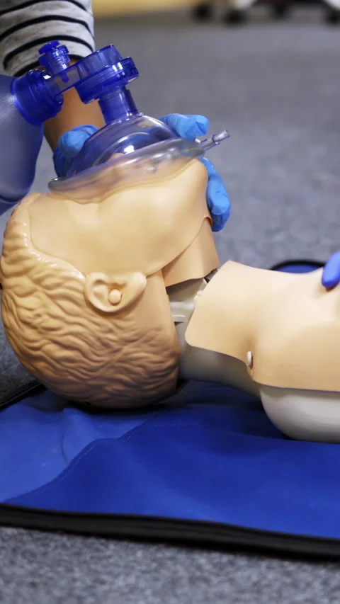 Training compression on a dummy.  Stock Footage 278587063