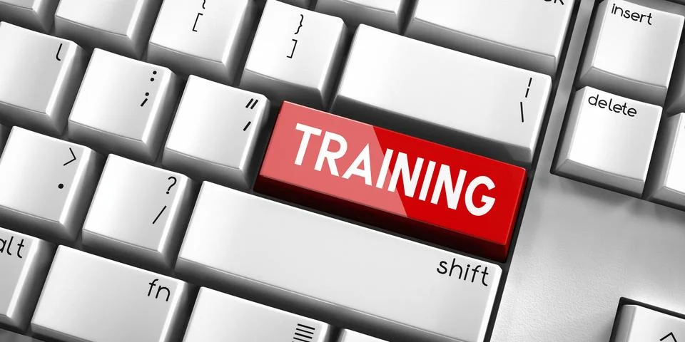 Training - computer keyboard - 3D illustration 스톡 일러스트