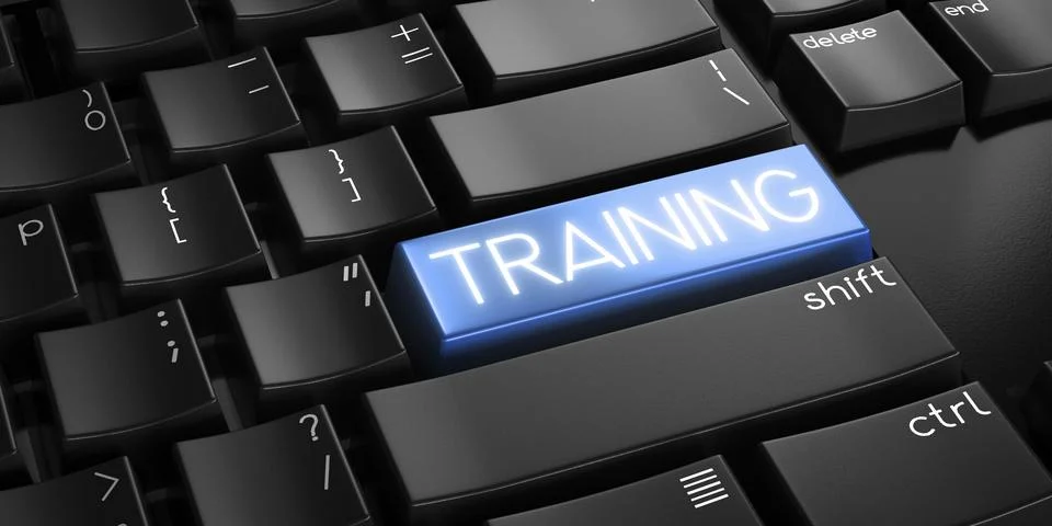 Training - computer keyboard - 3D illustration 스톡 일러스트