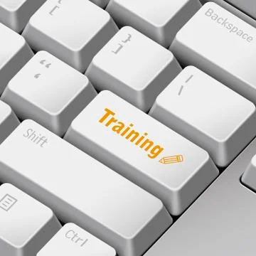 Training concept with 3d computer keyboard Stockillustratie