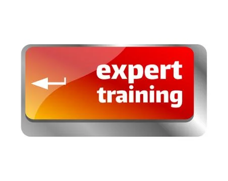 Training concept. Button on modern computer keyboard. Expert training 스톡 일러스트