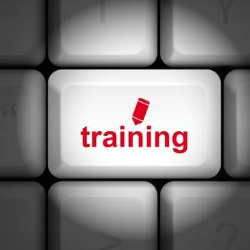 Training concept with computer keyboard Illustrazione stock