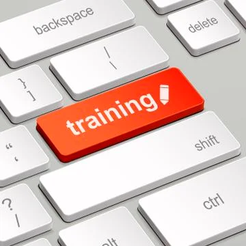 Training concept with computer keyboard Illustrazione stock