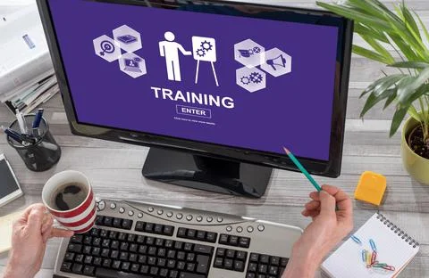 Training concept on a computer Stock Photos
