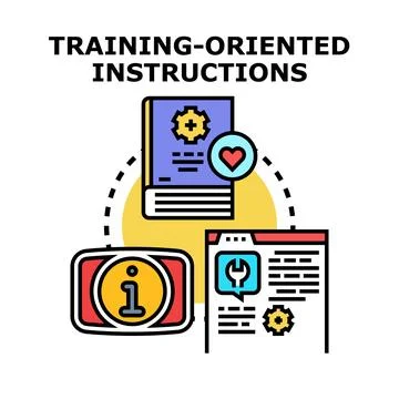 Training concept with instruction book and web page Stock Illustration