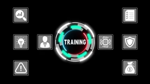 Training concept set with infographic on black background for business educ.. 動画素材 331566576