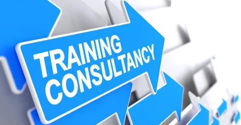 Training Consultancy - Label on Blue Pointer. 3D. 스톡 일러스트