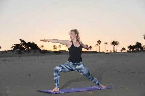 Training coordination and focus on the sand Stock Photos