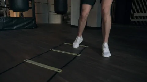 Training with coordination ladder Stock Footage 91902643