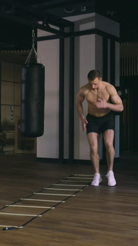 Training with coordination ladder Stock Footage 224833558