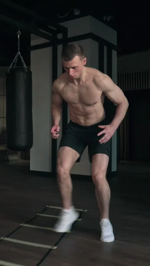 Training with coordination ladder Stock Footage 226994559