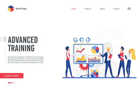 Training course education technology, creative landing page, trainer teaching Stock Illustration