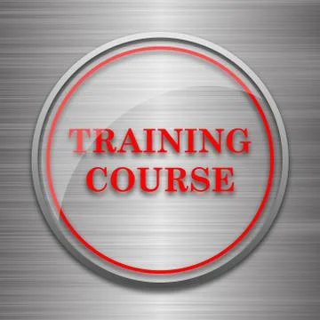 Training course icon. Internet button on metallic background.. 스톡 일러스트