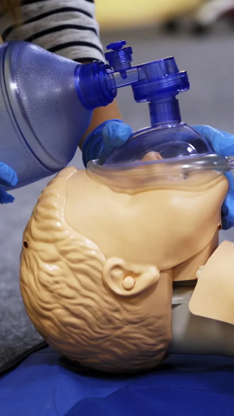 Training course on a manikin.  Stock Footage 278587054