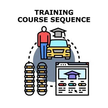 Training course sequence concept with education process Stock Illustration