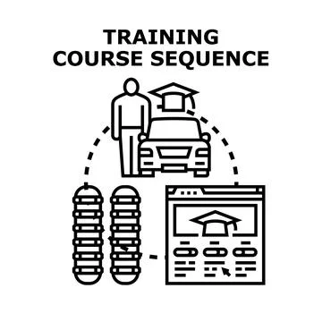Training course sequence concept with education process 스톡 일러스트
