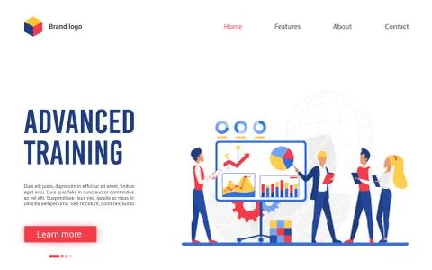 Training course vector illustration, website interface creative design for with 스톡 일러스트