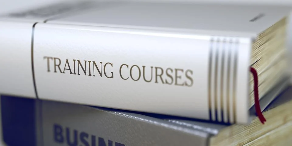 Training Courses Concept on Book Title. 3D Illustrazione stock