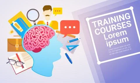 Training Courses Education Online Learning Web Banner Stockillustratie