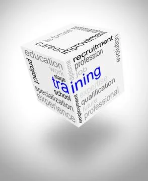 Training cube with some relevants words Stock Illustration