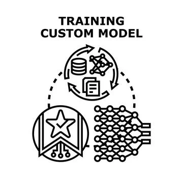 Training custom model for machine learning and artificial intelligence Stock Illustration