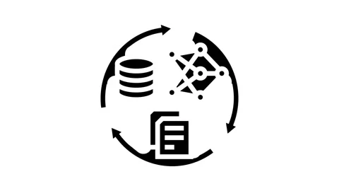 Training data machine learning glyph icon animation Stock Footage 326145323