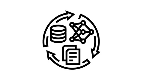 Training data machine learning line icon animation Stock Footage 326125553