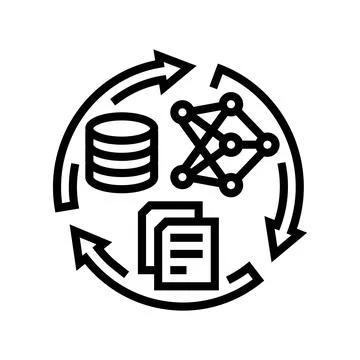 Training data machine learning line icon vector illustration Illustrazione stock