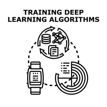 Training deep learning algorithms for data analysis Stock Illustration