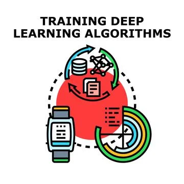 Training deep learning algorithms for data analysis Stock Illustration