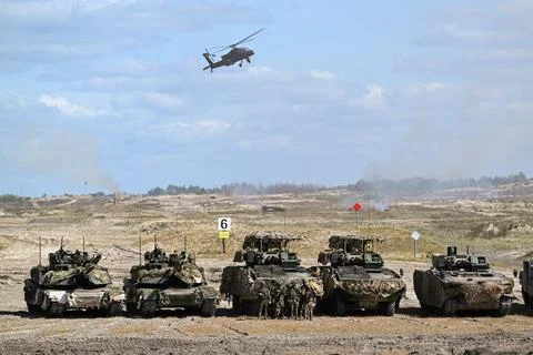 Training demonstration by units of the 18th Mechanized Division in Nowa Deba, Po Stock Photos