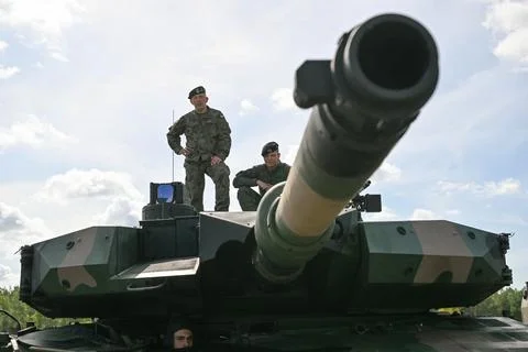 Training demonstration by units of the 18th Mechanized Division in Nowa Deba, Po Stock Photos