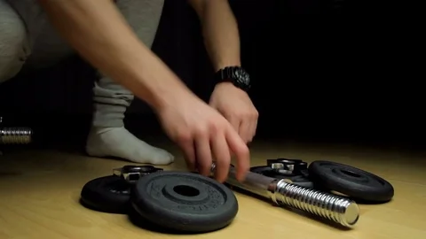 Training dumbbell workout Stock Footage 72352634