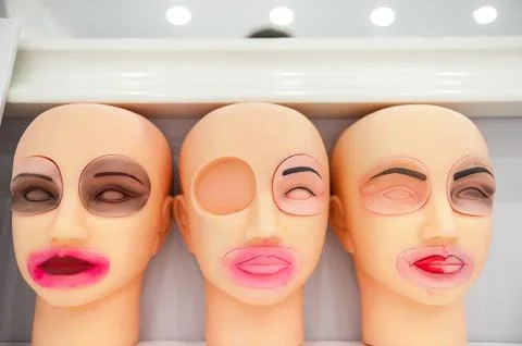Training dummies permanent make-up, study and skill Stock Photos