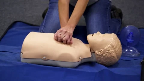 Training dummy used by paramedic trainees. Special dolls for medical traynings. Stock Footage 144009759