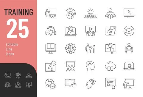 Training Editable Icons set. Stock-Illustration