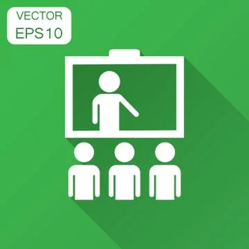 Training education icon in flat style. People seminar vector illustration wit Stock Illustration