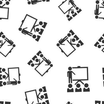 Training education icon seamless pattern background. People seminar vector il イラスト素材