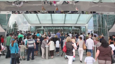 Training evacuation from Convention Centre Dublin, Ireland. Stock Footage