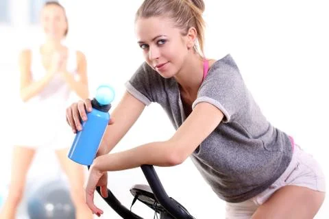 Training on exercise bike . Foto stock