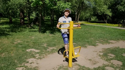 Training on the exercise machine Stock Footage 117337948