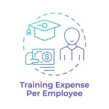 Training expense per employee blue gradient concept icon Stock Illustration