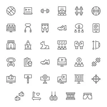 Training featuring 35 High Resolution Vector Icons in Regular Line Design Illustrazione stock