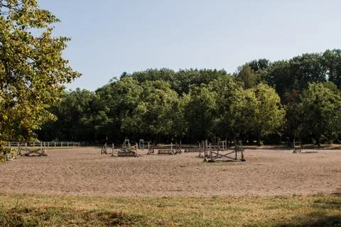Training field in the stable in the forest Stock Photos